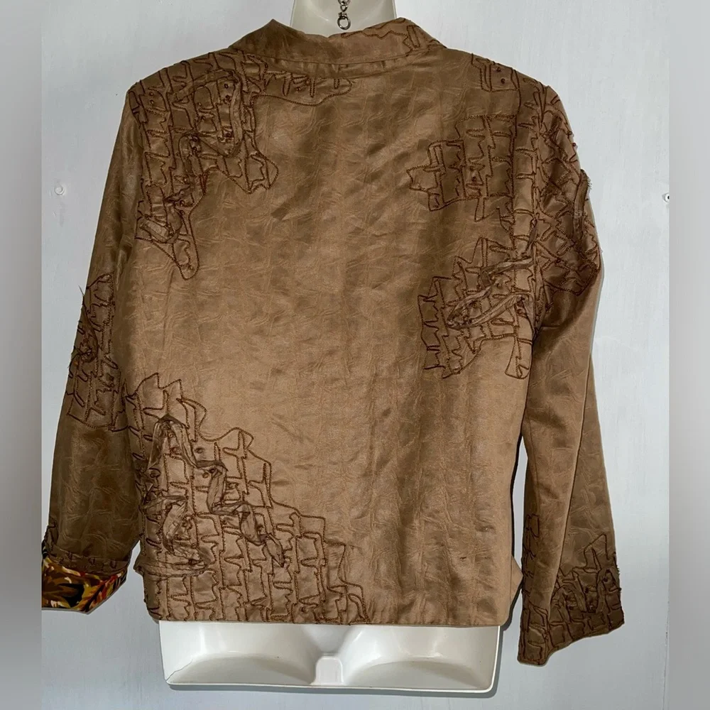 Anage Tan Embroidered Women's Blazer